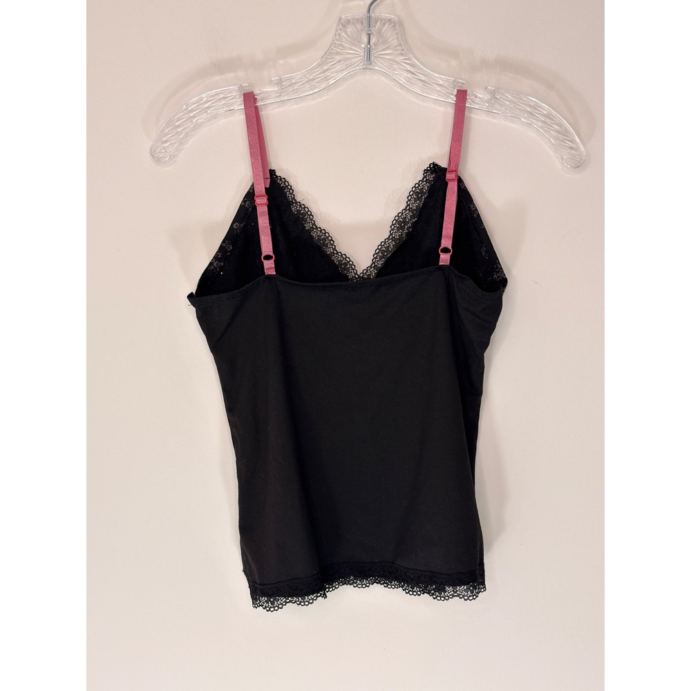 Women's Lace Trim Tank Top Black Bow Floral Babydoll Coquette Whimsigoth Small - Picture 11 of 14